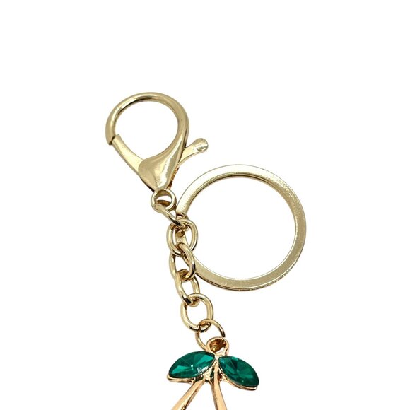 3/$30 NEW RED CHERRY KEYCHAIN GOLD TONE BAG CHARM FRUIT ACCESSORY CUTE GIFT NWT - Picture 5 of 10